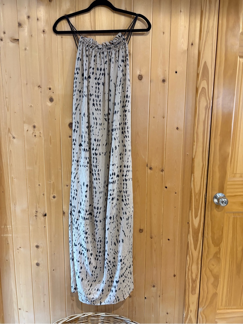 H&M Cream Maxi Skirt with Black Spot Print